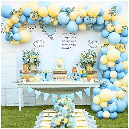 100 Piezas Globos Cumpleaños de Niños, Globos de Azules y Amarillos Guirnaldas con Accesorios, para Fiestas, Baby Shower, Fiesta de Cumpleaños de Despedida De Soltera De Boda Decoraciones