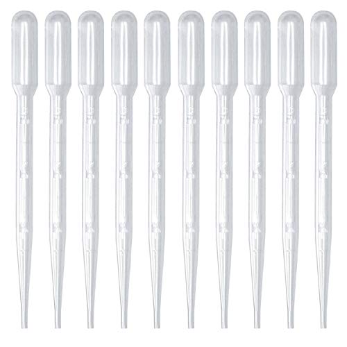 100 Piezas Pipetas de Transferencia de Plástico, Ouinne 3ML de Plástico Transparente Lavable Desechable Pipetas de Medición Adecuado