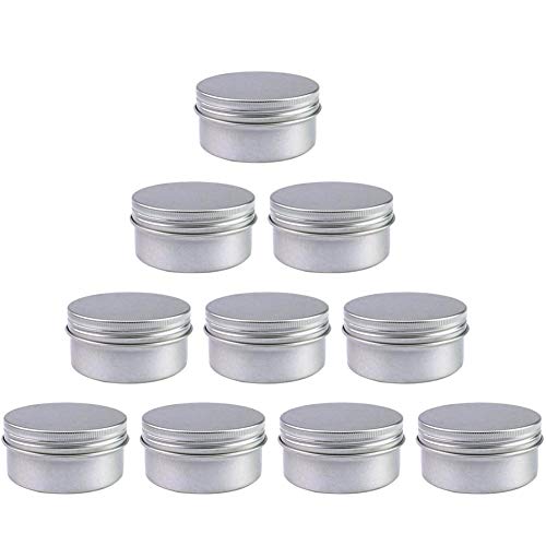 10pcs de aluminio Latas 80ml latas de aluminio con tapón de rosca redondo de acero de almacenamiento tarros recipientes con tapas de tornillo cosmética recargable Contenedores