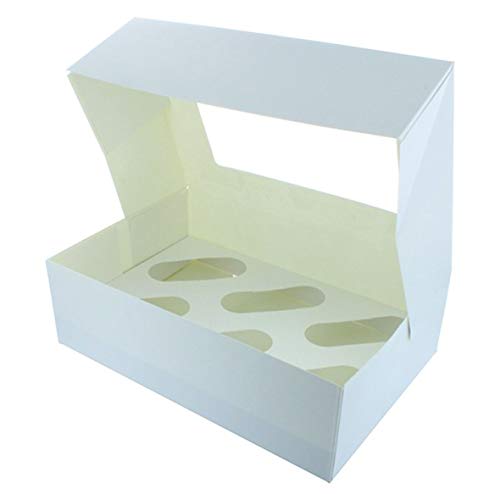 10x White Cupcake Boxes - 6 Holes