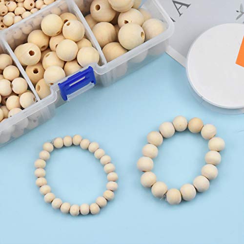 1105pcs Bolas de Madera con Agujero 20mm 16mm 12mm 10mm 8mm 6mm Cuentas de Madera Manualidades Bolas de Madera para Pulseras Collar Abalorios Madera Natural Cuentas de Madera Pequenas