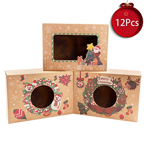 12 cajas de regalo navidad, cajas papel caramelo juego decorativa cajas de dulces,pasteles,galletas,dulces,Cupcakes,Candy y hecho a mano bebé de cajas de regalo para Navidad,cumpleaños,vacaciones