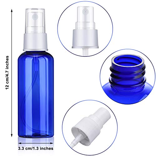 12 Piezas Botellas de Spray de 2 oz Botella de Niebla Fina Vacía Azul Botella Pulverizador Recargable Plástico con Bomba para Aceites Esenciales, Perfumes, Bricolaje de Viaje y Casa, 60 Mml