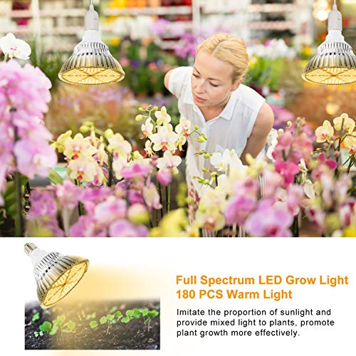 120W Lámpara de Cultivo de Plantas, E27 180 Leds Lámpara de Plantas Iluminación de Espectro Completo, luz de Crecimiento para Plantas de Interior, Hidropónica Planta, Flores