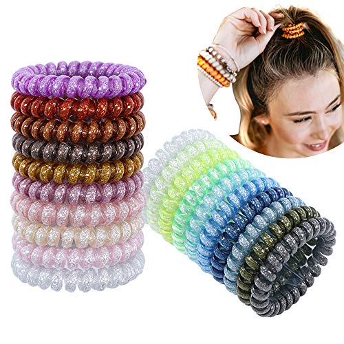 124/5000 20pcs lazos de pelo en espiral lazos del pelo del cable del teléfono sin pliegue sostenedor del teléfono colorido elástico bobinas lazos para el cabello para mujeres niñas cola de caballo