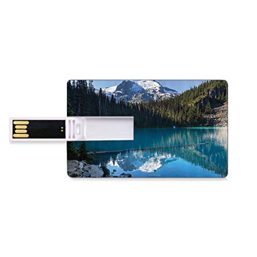 128G Unidades flash USB flash Conjunto de lago Forma de tarjeta de crédito bancaria Clave comercial U Disco de almacenamiento Memory Stick Lago en el norte de Canadá con árboles delgados y foto congel