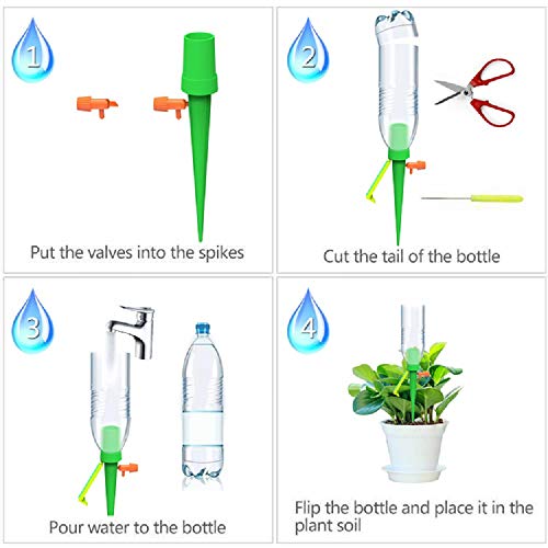 15 Picos de Riego por Goteo Automático Para Plantas, Con Sistema de Riego de Plantas de Liberación Lenta Con Interruptor de Válvula de Control Para Plantas de Interior y Exterior