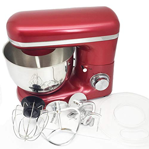 1500W 4L Tazón de acero inoxidable Cocina de 6 velocidades Mezclador de soporte de comida Crema Batidor de huevo Batidora Mezcladora de masa Máquina para hacer pan (Rojo y Plata) ESjasnyfall