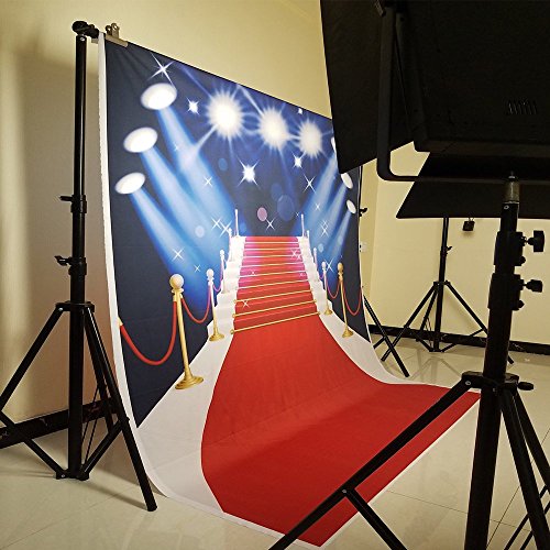 150x200cm AlgodóN Lavable Alfombra de PoliéSter Rojo Con Spotlight FotografíA de Evento TelóN de Fondo Para El Hogar Hollywood Party Pictures D-4123