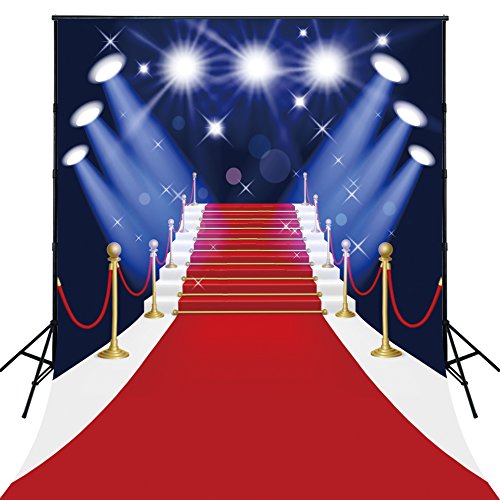 150x200cm AlgodóN Lavable Alfombra de PoliéSter Rojo Con Spotlight FotografíA de Evento TelóN de Fondo Para El Hogar Hollywood Party Pictures D-4123