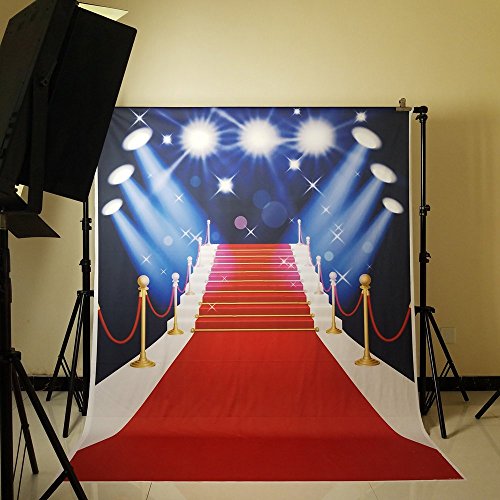 150x200cm AlgodóN Lavable Alfombra de PoliéSter Rojo Con Spotlight FotografíA de Evento TelóN de Fondo Para El Hogar Hollywood Party Pictures D-4123