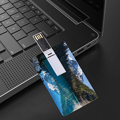 16GB Unidades flash USB flash Conjunto de lago Forma de tarjeta de crédito bancaria Clave comercial U Disco de almacenamiento Memory Stick Lago en el norte de Canadá con árboles delgados y foto congel