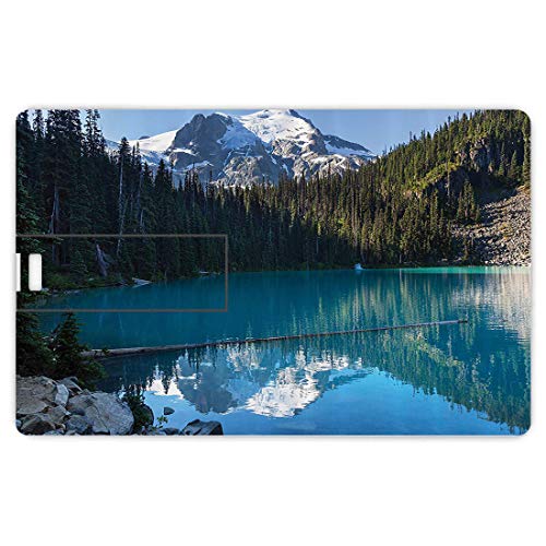 16GB Unidades flash USB flash Conjunto de lago Forma de tarjeta de crédito bancaria Clave comercial U Disco de almacenamiento Memory Stick Lago en el norte de Canadá con árboles delgados y foto congel