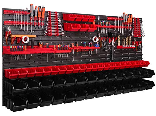 173 x 78 cm Estantería apilable de pared de taller caja de almacenamiento caja caja de herramientas gancho (ITBNN600x6-U2111-MIX58)