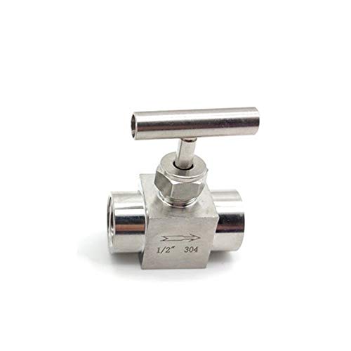 1/8" 1/4" 3/8" 1/2" BSP con Rosca Interna Válvula De Aguja, Manguera Conectores, Control De Flujo De Acero Inoxidable, con La Sola Manija, Manguera De Accesorios De Tubería (Size : 1/2")