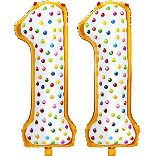 2 Globos Grandes de Número 1 de 40 Pulgadas Globos de Aluminio y Hielo Mylar de Donut Lindo Digital para Helados Deliciosos Decoración de Fiesta de Cumpleaños