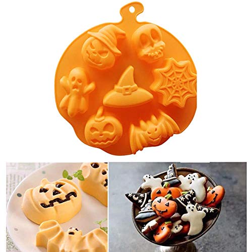 2 Moldes de Silicona para Hornear de Halloween, Molde de Chocolate de Silicona Fantasma de Halloween, para Cocina, Molde para Dulces de Fondant, Bandeja de Hielo, Decoración para Pasteles