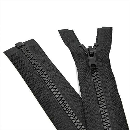 2 piezas # 5 30 pulgadas separando cremalleras chaqueta para abrigos de costura chaqueta cremallera negro moldeado plástico cremalleras a granel (30"2pc) Leekayer