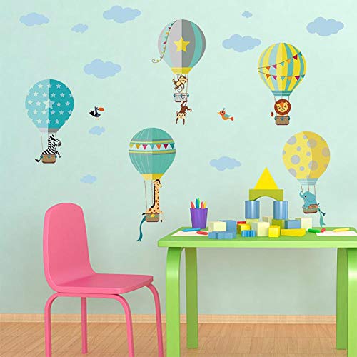 2 Piezas Globos Aerostáticos De Animales Vinilo Pegatinas De Pared Caricatura Decorativas Adhesiva Pared Para Niños Y Bebés Dormitorio Salón Guardería