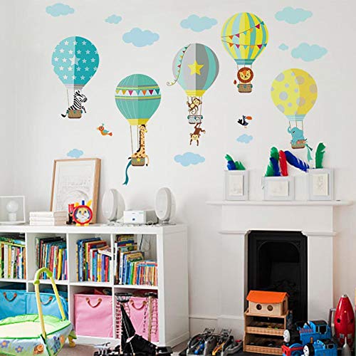 2 Piezas Globos Aerostáticos De Animales Vinilo Pegatinas De Pared Caricatura Decorativas Adhesiva Pared Para Niños Y Bebés Dormitorio Salón Guardería