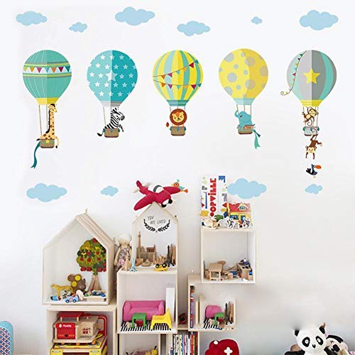 2 Piezas Globos Aerostáticos De Animales Vinilo Pegatinas De Pared Caricatura Decorativas Adhesiva Pared Para Niños Y Bebés Dormitorio Salón Guardería