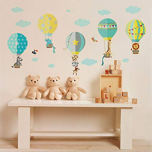 2 Piezas Globos Aerostáticos De Animales Vinilo Pegatinas De Pared Caricatura Decorativas Adhesiva Pared Para Niños Y Bebés Dormitorio Salón Guardería