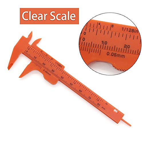 2 piezas Herramienta de Medición de Plástico DIY Calibrador a Vernier Mini Calibre a Vernier Deslizante Rango de Medición 80 mm, Adecuado Para Botón, Jade, Medición de Joyas (Naranja)