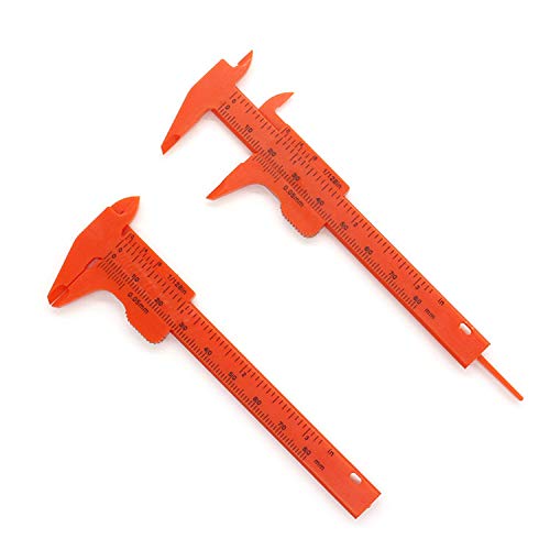 2 piezas Herramienta de Medición de Plástico DIY Calibrador a Vernier Mini Calibre a Vernier Deslizante Rango de Medición 80 mm, Adecuado Para Botón, Jade, Medición de Joyas (Naranja)