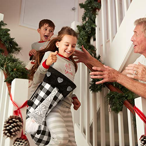 2 Piezas Medias de Navidad Calcetín Navideño de Cuadros de Búfalo Medias Colgantes de Chimenea de Navidad Calcetín de Navidad de Felpa Decoración Clásico 3D para Fiesta Navideña