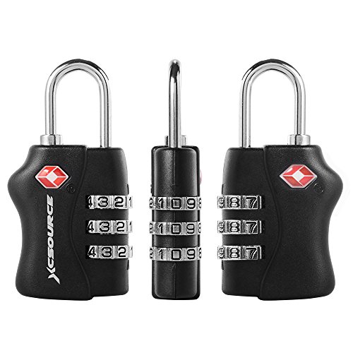 2 X TSA - Security Padlock Candados De Seguridad - Combinación De 3 Dígitos para Maleta De Viaje/Bolsa De Viaje/Cerraduras De Equipaje/Archivadores/Caja de Herramientas/Lockers XC303