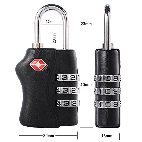 2 X TSA - Security Padlock Candados De Seguridad - Combinación De 3 Dígitos para Maleta De Viaje/Bolsa De Viaje/Cerraduras De Equipaje/Archivadores/Caja de Herramientas/Lockers XC303