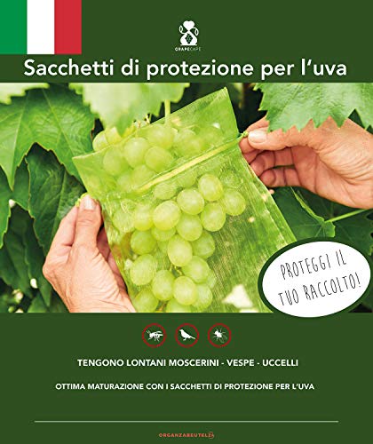 20 Bolsas Protectoras de Uvas, Tamaño: 40x30cm, Color: Verde, con Cordón Corredizo, Bolsa Organza para Protección Contra Mordeduras de Avispas, Aves, mosca Drosophila suzukii y Otros Insectos