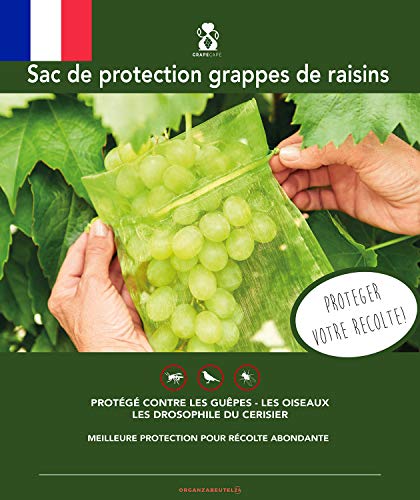 20 Bolsas Protectoras de Uvas, Tamaño: 40x30cm, Color: Verde, con Cordón Corredizo, Bolsa Organza para Protección Contra Mordeduras de Avispas, Aves, mosca Drosophila suzukii y Otros Insectos