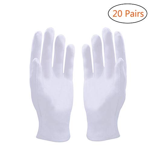 20 Pares Guantes Algodon Blancos Guantes Hidratantes Algodon Guantes de Tela de Algodón Blancos L 24 * 11cm YANSHON