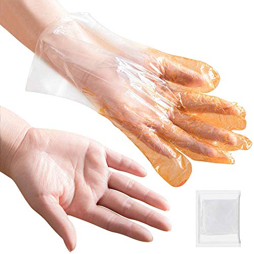 200 guantes desechables de plástico para uso alimentario, transparentes, talla única