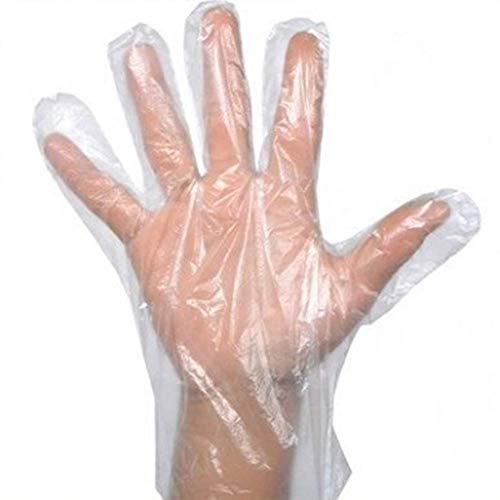 200 guantes desechables de plástico para uso alimentario, transparentes, talla única