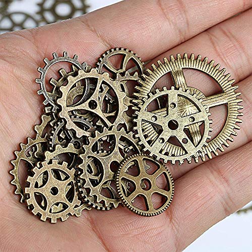 200 Piezas Antiguas Ruedas de Engranajes Esqueleto Steampunk Colgante Encantos Reloj Reloj Ruedas de engranajes para Artesanías de BRICOLAJE,Fabricación de Joyas,Cosplay Accesorios de Vestir de Bronce