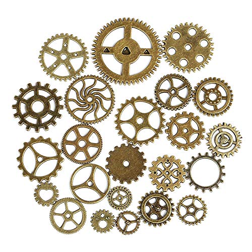 200 Piezas Antiguas Ruedas de Engranajes Esqueleto Steampunk Colgante Encantos Reloj Reloj Ruedas de engranajes para Artesanías de BRICOLAJE,Fabricación de Joyas,Cosplay Accesorios de Vestir de Bronce