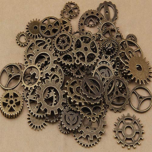 200 Piezas Antiguas Ruedas de Engranajes Esqueleto Steampunk Colgante Encantos Reloj Reloj Ruedas de engranajes para Artesanías de BRICOLAJE,Fabricación de Joyas,Cosplay Accesorios de Vestir de Bronce