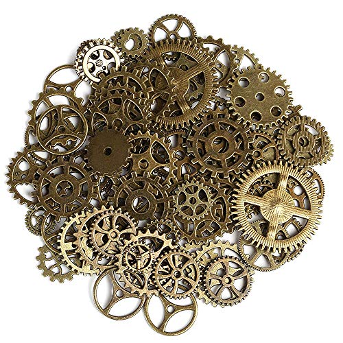 200 Piezas Antiguas Ruedas de Engranajes Esqueleto Steampunk Colgante Encantos Reloj Reloj Ruedas de engranajes para Artesanías de BRICOLAJE,Fabricación de Joyas,Cosplay Accesorios de Vestir de Bronce