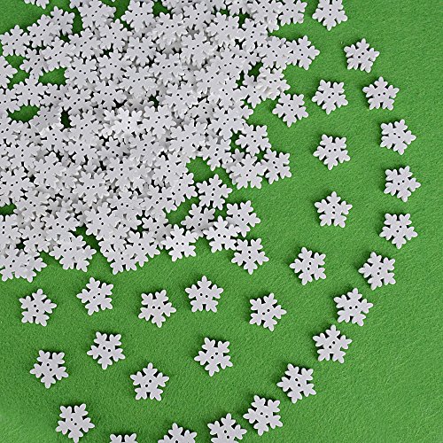 200 x Botones Blancos Copos de Nieve Madera para Manualidades DIY Scrapbooking Bricolaje Costura Artesanía 18x17x2,8mm