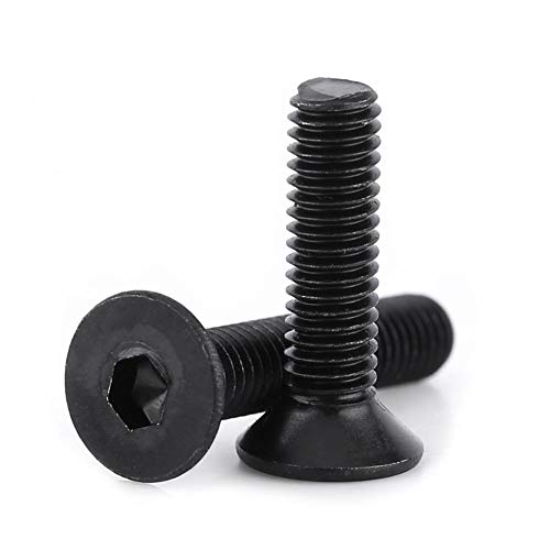 200Pcs M3 Avellanado Tornillo Cabeza plana Hexagonal Surtido Conjunto Tornillos de reparación Accesorios con caja de plástico, Negro