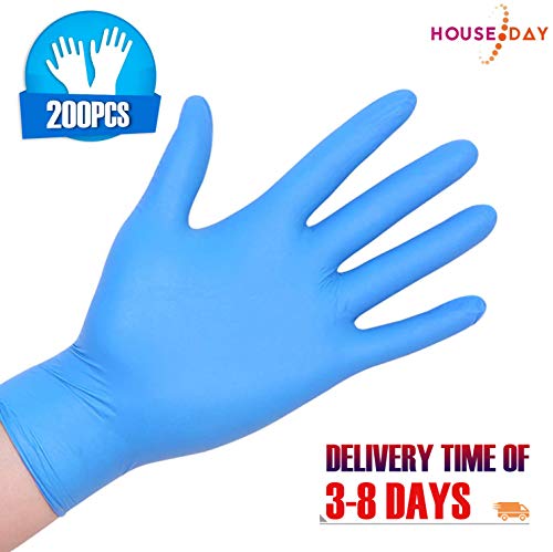 200pcs Nitrilo Guantes Desechables L Polvo Guantes Azul Libres De Látex, Dispensador Pack Cocina Universal/Lavavajillas/Trabajo/Goma/Guantes de Jardín