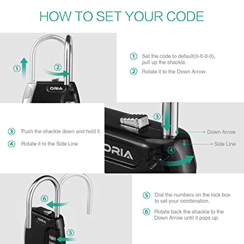 【2019 Nuevo】 Oria Caja de Seguridad para Llaves, Montado en la Pared Candado Caja Llaves de 4 Dígitos 10000 Combinación, Grande Capacidad Key Lock Box Antióxido Impermeable, para Casa, Garaje, etc