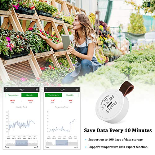 【2020 New】Esolom Termómetro Higrómetro Inalámbrico Bluetooth y Sensor Digital con Baliza y Registrador de Datos, Monitoreo Remoto de Temperatura,Humedad del Aire yPunto de Rocío para iOS y Android