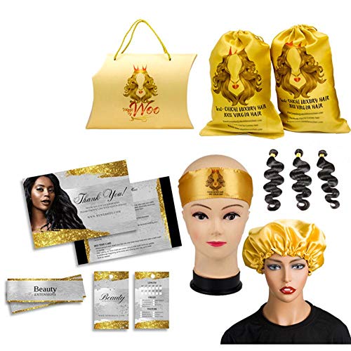 2020 Nueva Caja de Embalaje de Paquetes de Cabello Virgen/Bolsas de satén/Etiqueta Colgante/Adhesivos envoltorios de Paquetes de Cabello/Gorros/Diadema, Diadema en Blanco 50 Piezas