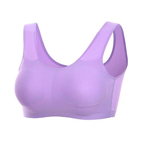 2020 - Sujetador push-up para mujer, sin costuras, sin alambre, lencería femenina, talla grande, seda helada Bralette 5XL - Blanco - 5X-Large