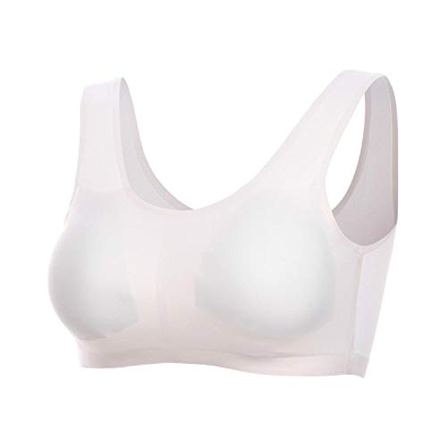 2020 - Sujetador push-up para mujer, sin costuras, sin alambre, lencería femenina, talla grande, seda helada Bralette 5XL - Blanco - 5X-Large