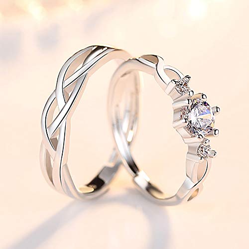 24 JOYAS Pareja de Anillos Ajustables, Alianzas para Enamorados. Regalo romántico Ideal para Compromiso, Navidad, Aniversario