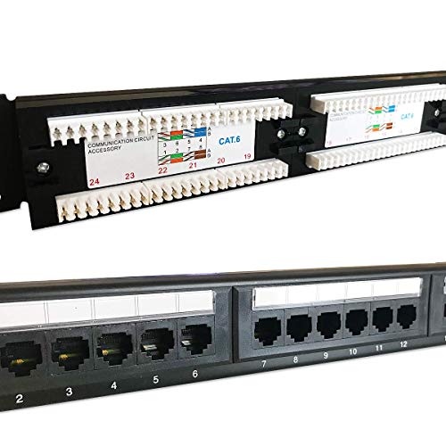 24 Puertos 1U Rack Panel Mountable Cat6 Patch, Panel De Parches De Red Pro Rj45 110, FáCil De Instalar, Sin óXido Y Duradero, Equipado Con Herramienta De Alambre De Impacto EstáNdar Ht-324B